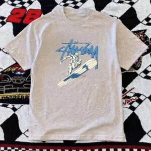 Gildan Grey T Shirt Stussy Cream Graphic Tee